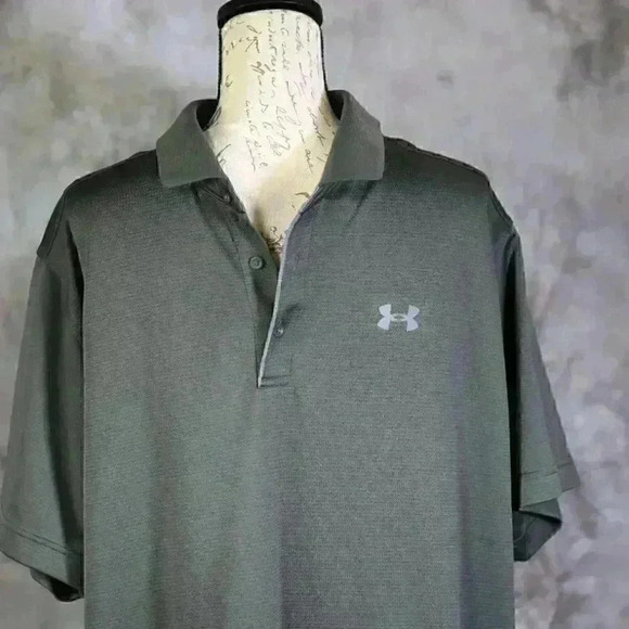 Under Armour Men's XXL Short Sleeve Polo/Golf Shirt collared  closure Grey/gray - Picture 4 of 10